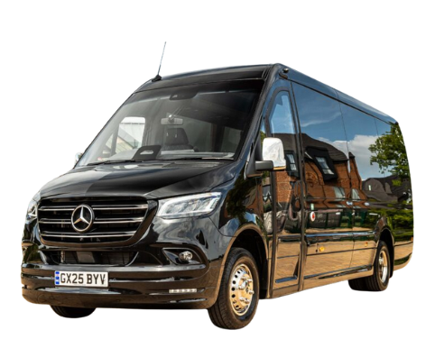 Black Mercedes-Benz van on a white background