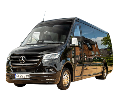 Black Mercedes-Benz van on a white background